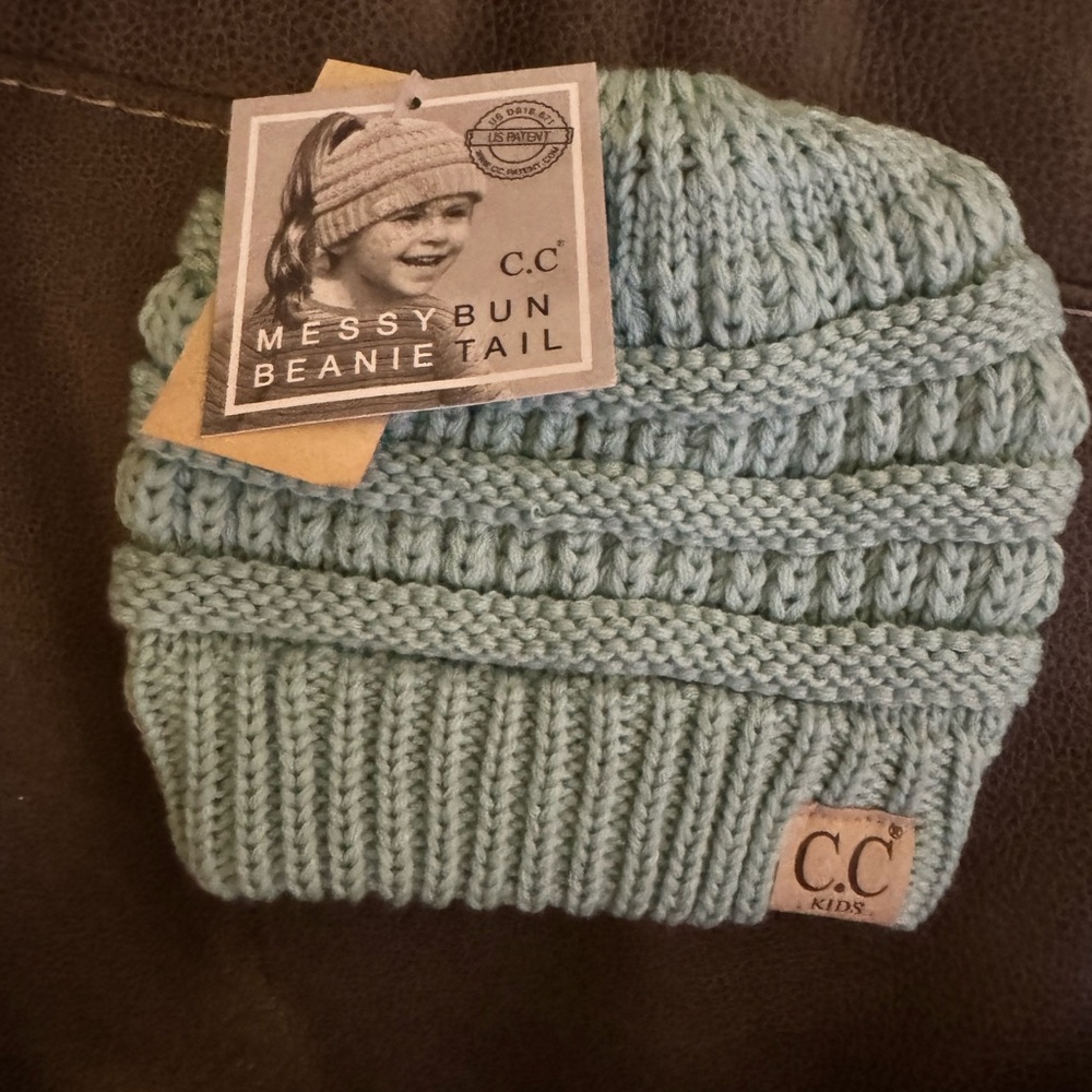 Cc kids messy bun beanie hat